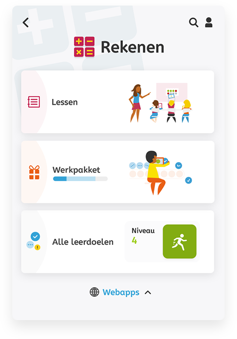 Pupil app startscherm per vak